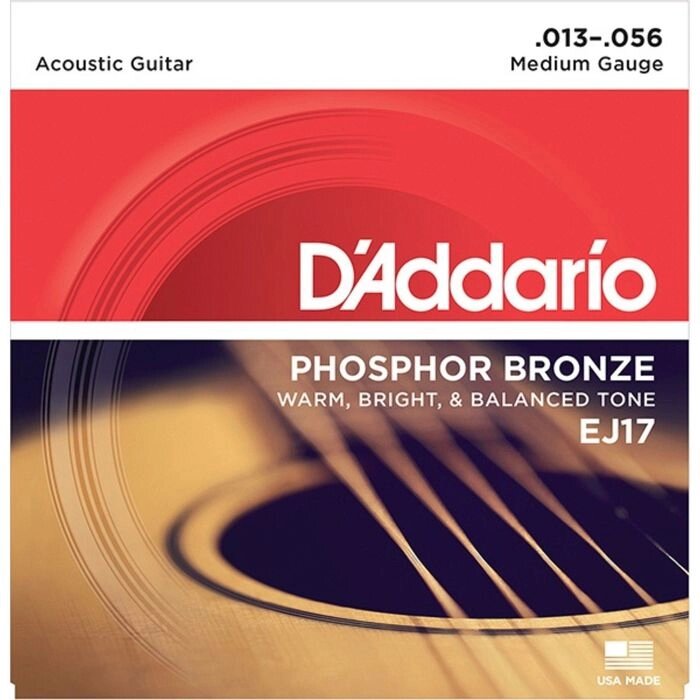 Струны для акустической гитары D`Addario EJ17 PHOSPHOR BRONZE Medium 13-56 от компании Интернет-гипермаркет «MALL24» - фото 1