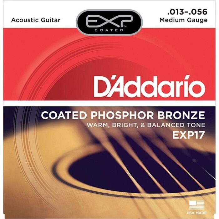 Струны для акустической гитары D'Addario EXP17 Coated Phosphor Bronze , Medium, 13-56 от компании Интернет-гипермаркет «MALL24» - фото 1