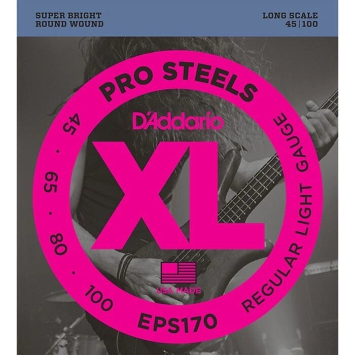 Струны для бас-гитары D'Addario EPS170 ProSteels  Light, 45-100, Long Scale от компании Интернет-гипермаркет «MALL24» - фото 1