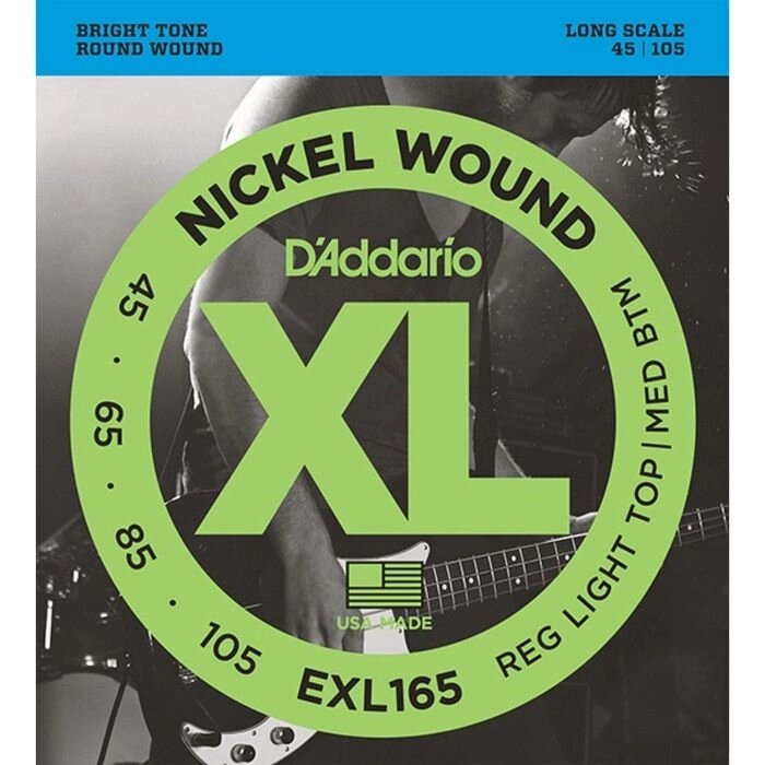 Струны для бас-гитары D`Addario EXL165 XL NICKEL WOUND Long Regular Ligth Top Medium Bottom 45-105 от компании Интернет-гипермаркет «MALL24» - фото 1