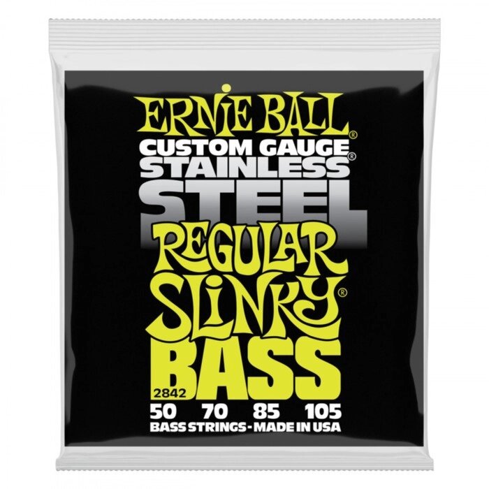 Струны для бас-гитары ERNIE BALL 2842 Stainless Steel Bass Regular Slinky (50-70-85-105) от компании Интернет-гипермаркет «MALL24» - фото 1
