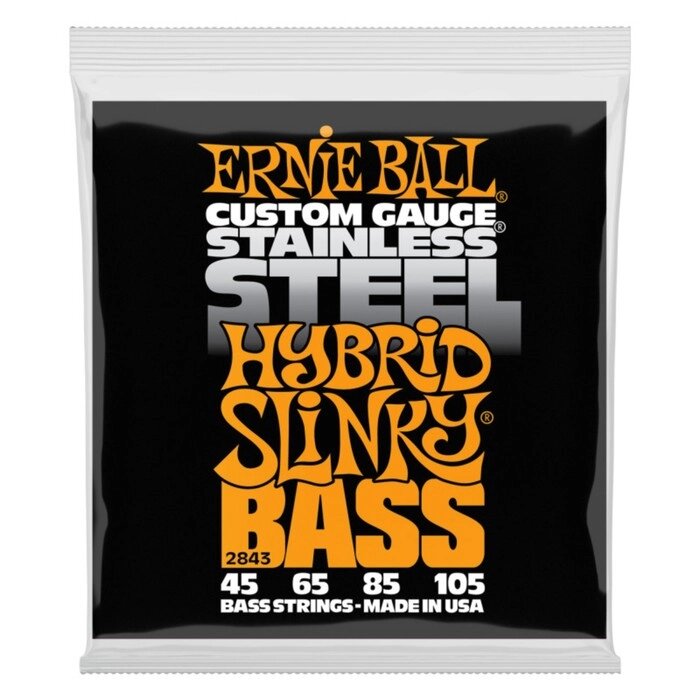 Струны для бас-гитары ERNIE BALL 2843 Stainless Steel Bass Hybrid Slinky (45-65-85-105) от компании Интернет-гипермаркет «MALL24» - фото 1