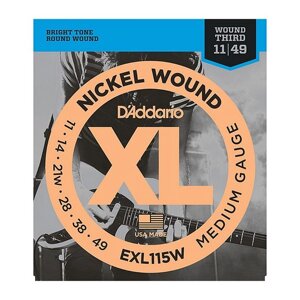 Струны для электрогитары D`Addario EXL115W XL NICKEL WOUND Blues/Jazz Rock 3rd Wound