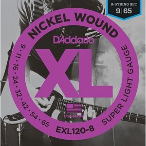 Струны для электрогитары D'Addario EXL120-8 Nickel Wound, Super Light, 9-65