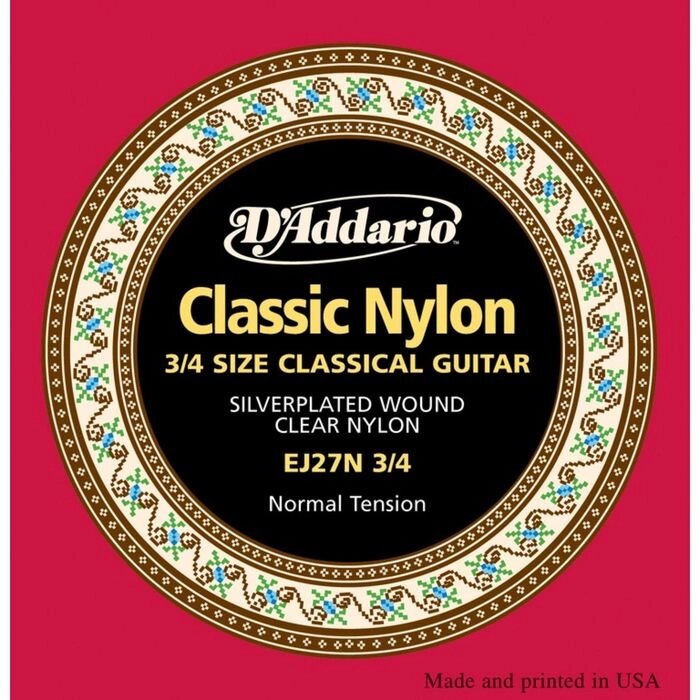 Струны для классической гитары D'Addario EJ27N-3/4 размером 3/4, ученические, нейлон от компании Интернет-гипермаркет «MALL24» - фото 1