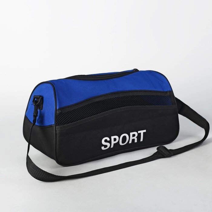 Сумка спортивная, отдел на молнии, наружный карман, с ручкой, длинный ремень, цвет синий/чёрный от компании Интернет-гипермаркет «MALL24» - фото 1