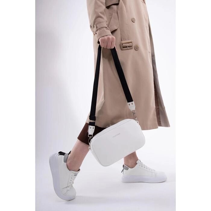 Сумка женская, отдел на молнии, наружный карман, длинный ремень, цвет белый от компании Интернет-гипермаркет «MALL24» - фото 1