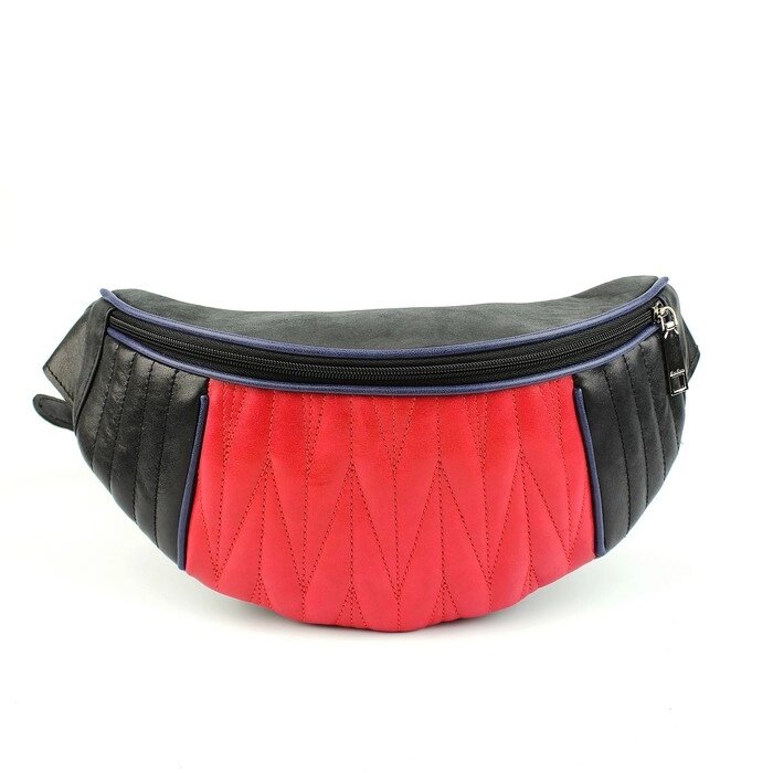 Сумка женская поясная, наружный карман, чёрный/красный крек от компании Интернет-гипермаркет «MALL24» - фото 1