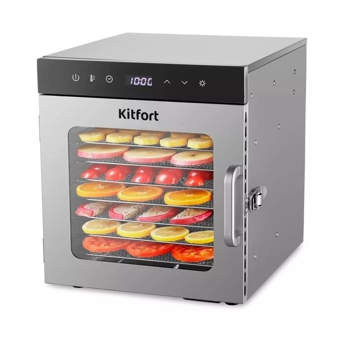Сушилка для овощей и фруктов Kitfort КТ-1950, 500 Вт, 8 ярусов, серебристая от компании Интернет-гипермаркет «MALL24» - фото 1