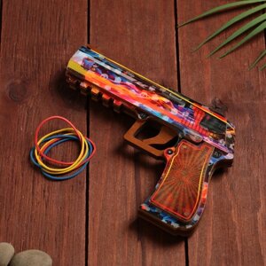 Сувенир деревянный "Пистолет-резинкострел" разноцветный