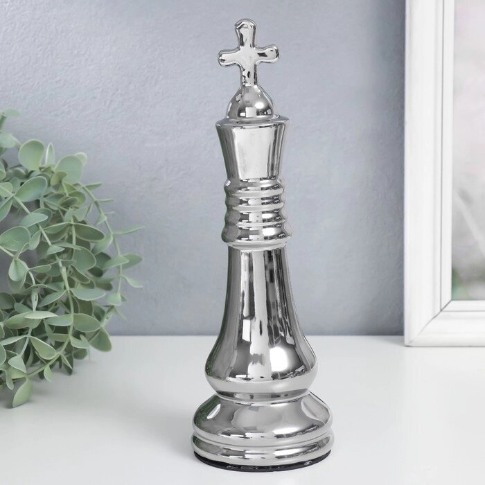 Сувенир керамика "Шахматная фигура. Король" серебро 25х8,2х8,2 см от компании Интернет-гипермаркет «MALL24» - фото 1