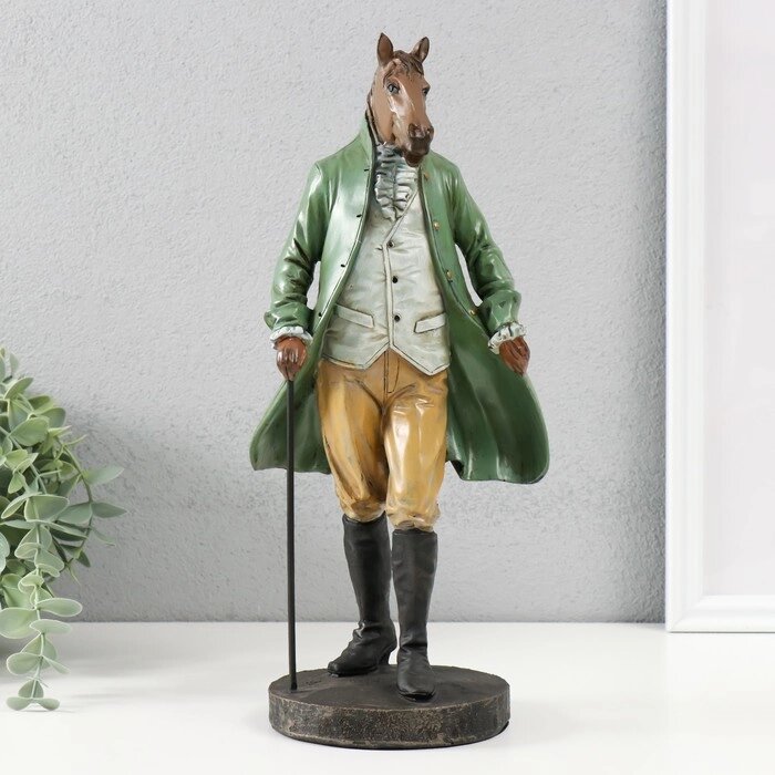 Сувенир полистоун "Английский шарж-Конь в зеленом пальто" 14,5х11,5х32 см от компании Интернет-гипермаркет «MALL24» - фото 1