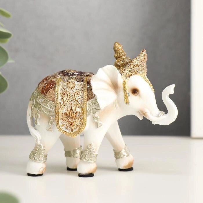 Сувенир полистоун "Белый слон Махараджи в богатой попоне" 8,5х10х3,7 см от компании Интернет-гипермаркет «MALL24» - фото 1