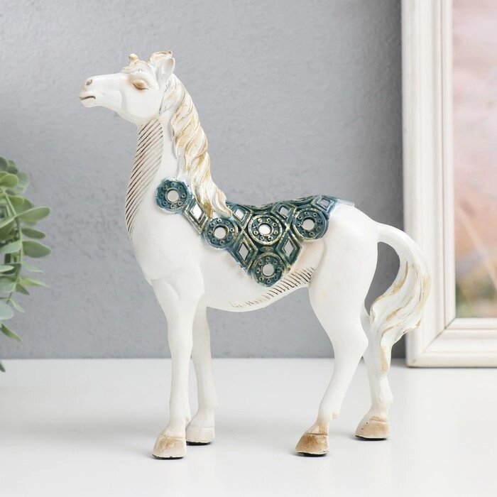 Сувенир полистоун "Императорский конь, белый с зеркалами" 19х5,5х21,5 см от компании Интернет-гипермаркет «MALL24» - фото 1