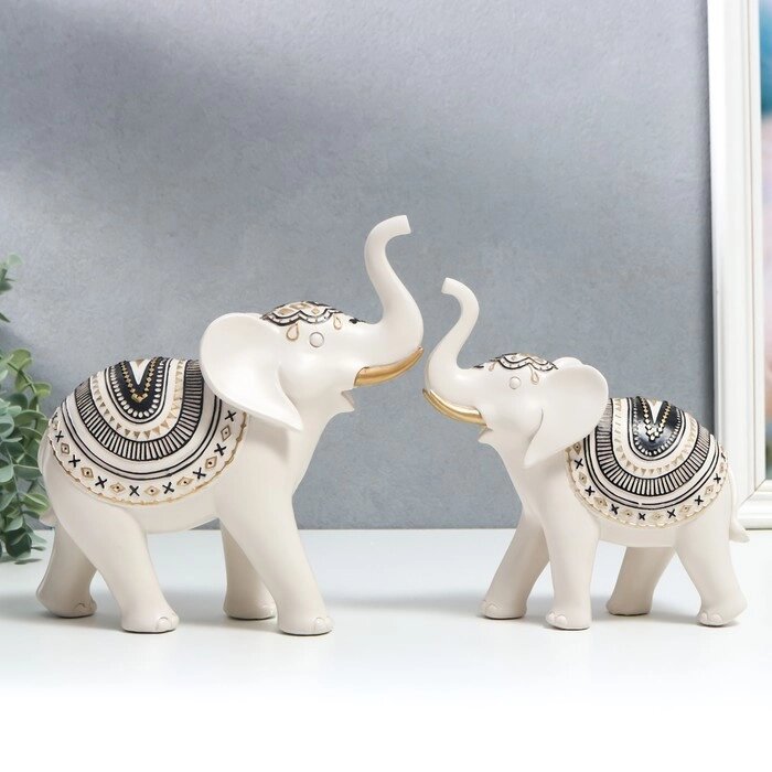 Сувенир полистоун "Индийские белые слоны с узором на попоне" н-р 2шт 18х7х17 21,5х8,5х21 см   735554 от компании Интернет-гипермаркет «MALL24» - фото 1