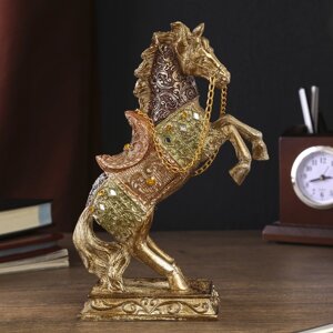 Сувенир полистоун "Конь императора на дыбах" стразы МИКС 19,5х13,5х7 см