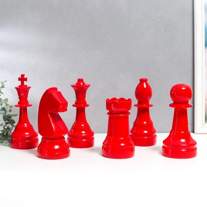 Сувенир полистоун "Шахматные фигуры" красный набор 6 шт 20,5х8,5х8,5 см от компании Интернет-гипермаркет «MALL24» - фото 1