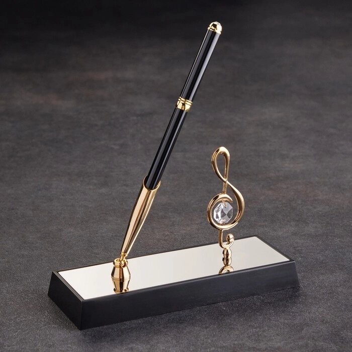 Сувенир Ручка на подставке " Скрипичный ключ ", с 2 прозрачными хрусталиками 16 х 6 х 19 см от компании Интернет-гипермаркет «MALL24» - фото 1
