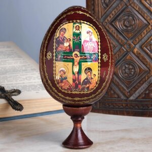 Сувенир Яйцо на подставке икона "Божья Матерь Четырехчастная материнская"
