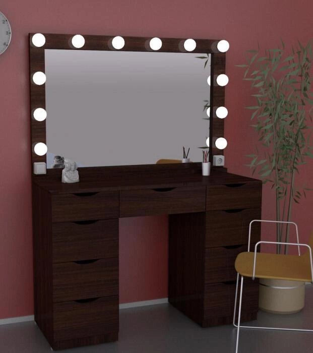SV-06 В Стол макияжный со встроенным зеркалом и подсветкой (венге) от компании Интернет-гипермаркет «MALL24» - фото 1