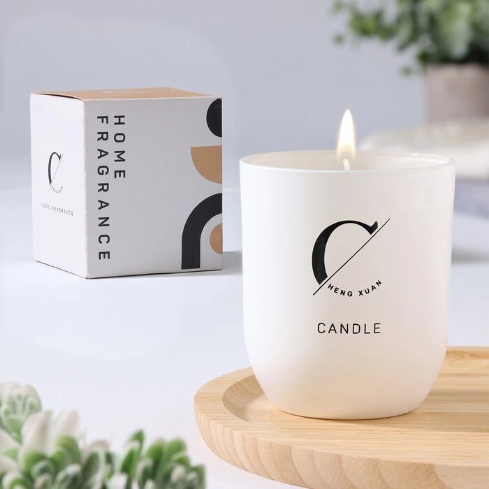 Свеча ароматическая "Home Fragrance", ирис и сладости, белая, 7х8 см от компании Интернет-гипермаркет «MALL24» - фото 1