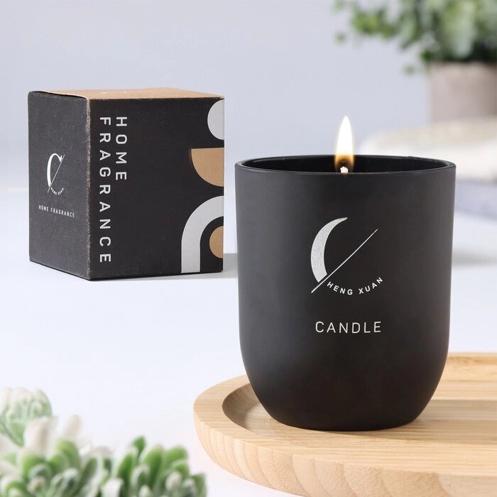 Свеча ароматическая "Home Fragrance", парфюм, черная, 7х8 см от компании Интернет-гипермаркет «MALL24» - фото 1