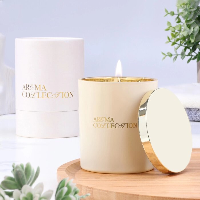 Свеча ароматическая в стакане "Aroma collection", 260 г, белый мускат, в тубусе от компании Интернет-гипермаркет «MALL24» - фото 1