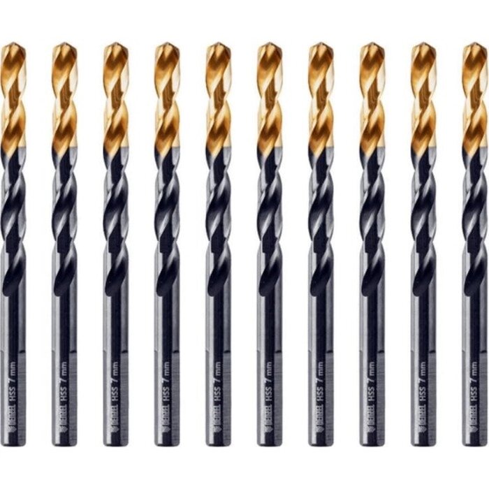 Сверло по металу DENZEL 717217, 7 мм, HSS-Tin, Golden Tip, 10 шт. от компании Интернет-гипермаркет «MALL24» - фото 1