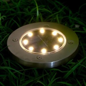 Светильник грунтовый герметичный светодиодный на солнечной батарее 3 Вт, 8 LED, IP66, 3000 K