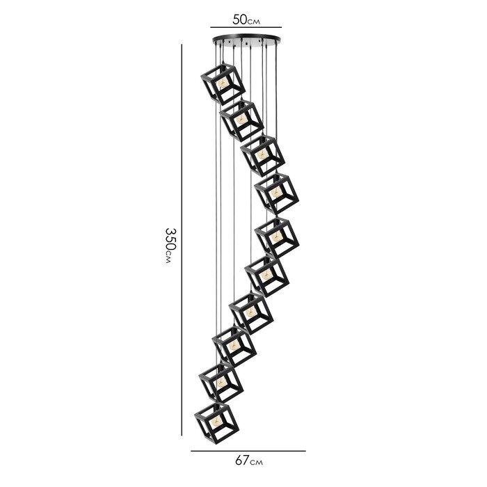 Светильник-каскад "Квадрат" 10хЕ27 40Вт черный 67х67х350 см от компании Интернет-гипермаркет «MALL24» - фото 1