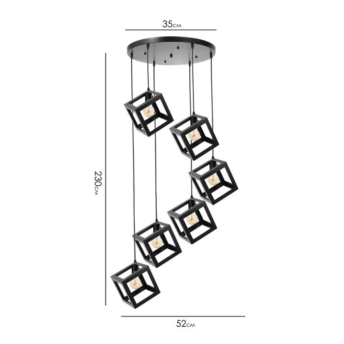 Светильник-каскад "Квадрат" 6хЕ27 40Вт черный 52х52х230 см от компании Интернет-гипермаркет «MALL24» - фото 1