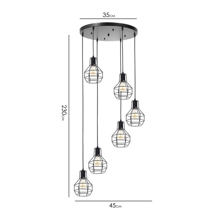 Светильник-каскад "Ортико" 6хЕ27 40Вт черный 45х45х230 см от компании Интернет-гипермаркет «MALL24» - фото 1