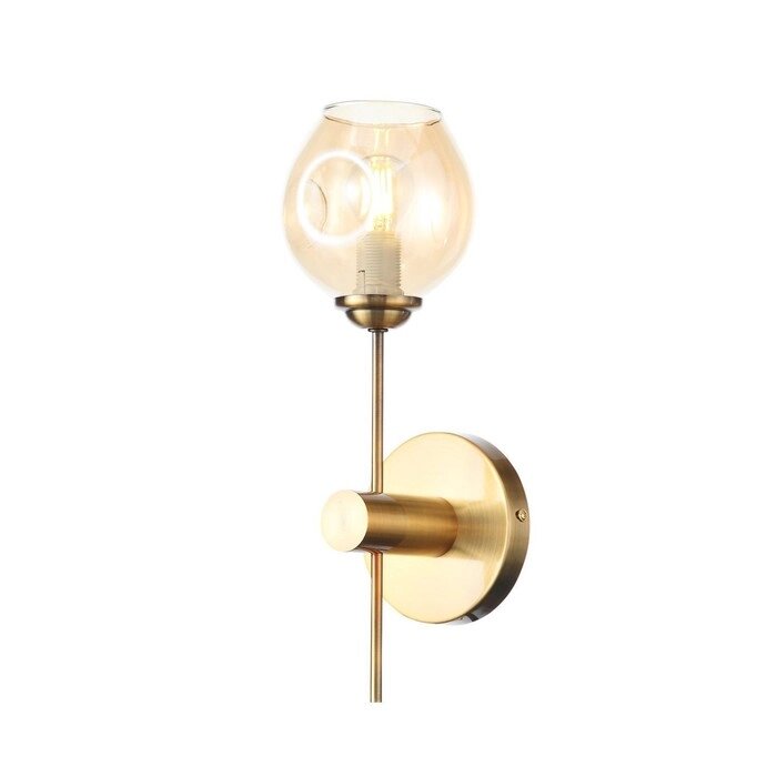 Светильник настенный E14, 1x40W, 12x37 см, цвет золотистый, янтарный от компании Интернет-гипермаркет «MALL24» - фото 1