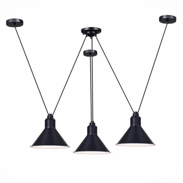 Светильник подвесной E14, 3x60W, 17x58 см, цвет чёрный от компании Интернет-гипермаркет «MALL24» - фото 1