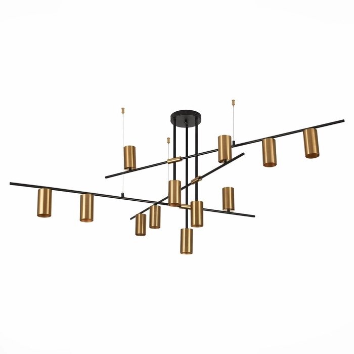 Светильник потолочный GU10, 12x7W, 65x120 см, цвет чёрный, латунь от компании Интернет-гипермаркет «MALL24» - фото 1