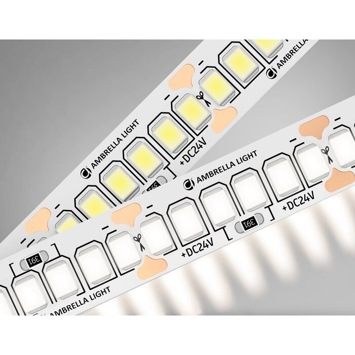 Светодиодная лента Ambrella GS3302, 5 м, IP20, 2835, 240 LED/м, 18 Вт/м, 24V, свечение белое от компании Интернет-гипермаркет «MALL24» - фото 1