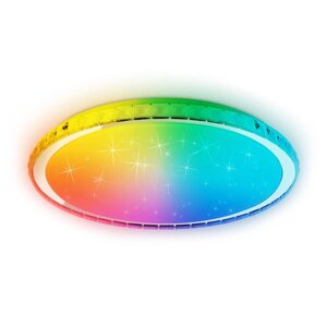 Светодиодный светильник c подсветкой RGB FF501, 60Вт, 400х400х70 мм, ПДУ ИК, цвет хром