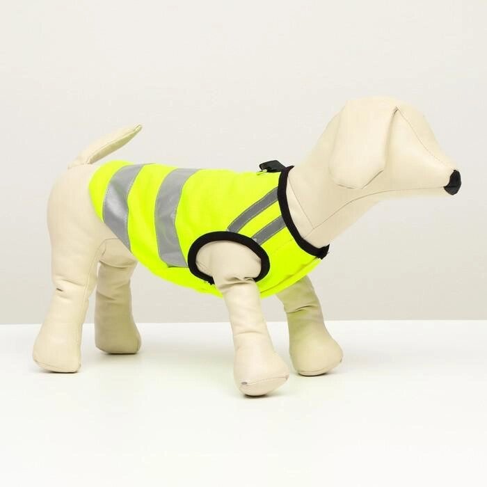 Светоотражающий жилет для собак, размер 18 (ДС 40 см, ОГ 50 см, ОШ 38 см), жёлтый от компании Интернет-гипермаркет «MALL24» - фото 1