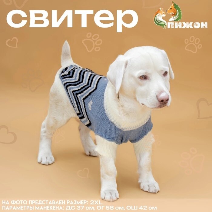 Свитер "Волна",  2XL (ДС 34, ОШ 34, ОГ 32-51 см), голубой от компании Интернет-гипермаркет «MALL24» - фото 1