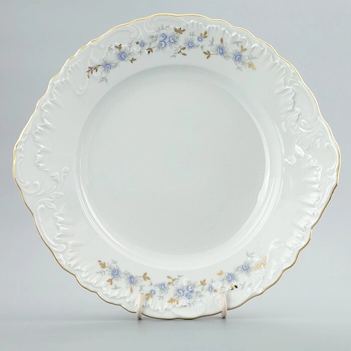 Тарелка с ушками 29 см, Rococo, декор "Голубые цветы, отводка золото" от компании Интернет-гипермаркет «MALL24» - фото 1