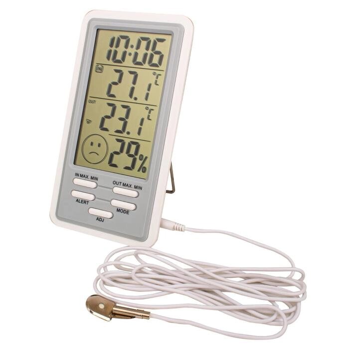 Термогигрометр цифровой со встроенными часами и будильником от компании Интернет-гипермаркет «MALL24» - фото 1