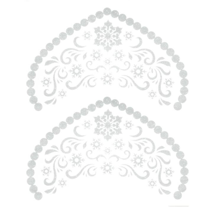 Термонаклейка "Снежинки с завитками", белая с серебром, набор 6 шт. от компании Интернет-гипермаркет «MALL24» - фото 1