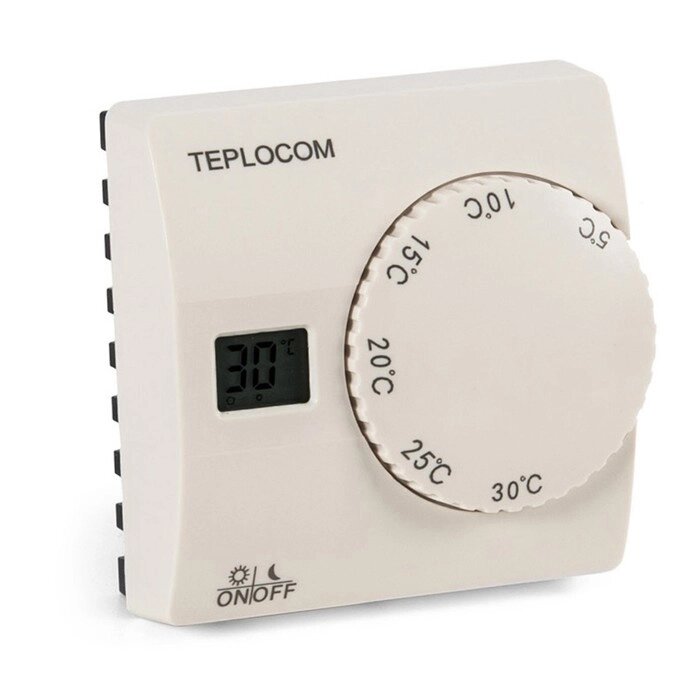 Термостат комнатный Teplocom TS-2AA/8A3, проводной, питание от двух батарей типа АА от компании Интернет-гипермаркет «MALL24» - фото 1