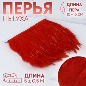 Тесьма с перьями 10-15см*50,5м петух красный АУ