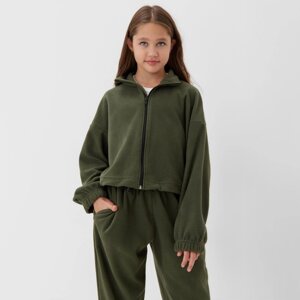 Толстовка для девочки MINAKU: Fleece Soft, цвет зелёный, рост 152 см