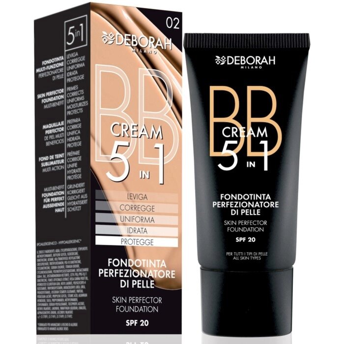 Тональный ВВ-крем Deborah Milano 5 in 1 skin perfector, тон 00 белоснежно-розовый, 30 мл от компании Интернет-гипермаркет «MALL24» - фото 1