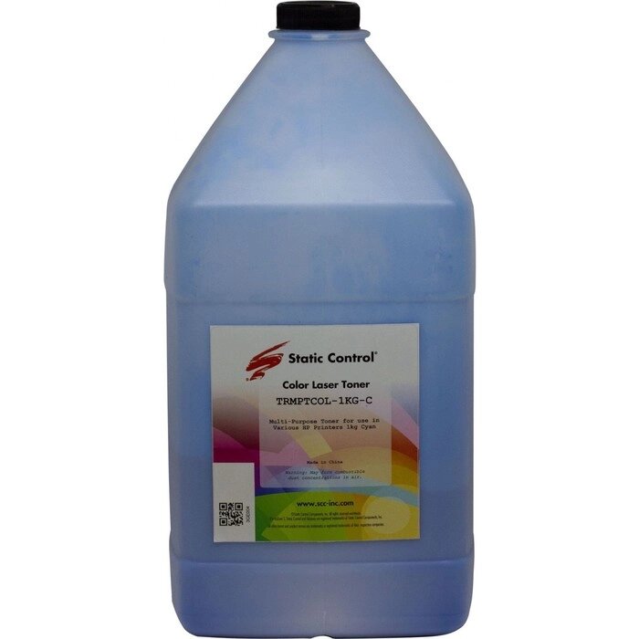 Тонер Static Control TRMPTCOL-1KG-C голубой флакон 1000гр. для принтера HP CLJCP1515/ Canon   107628 от компании Интернет-гипермаркет «MALL24» - фото 1