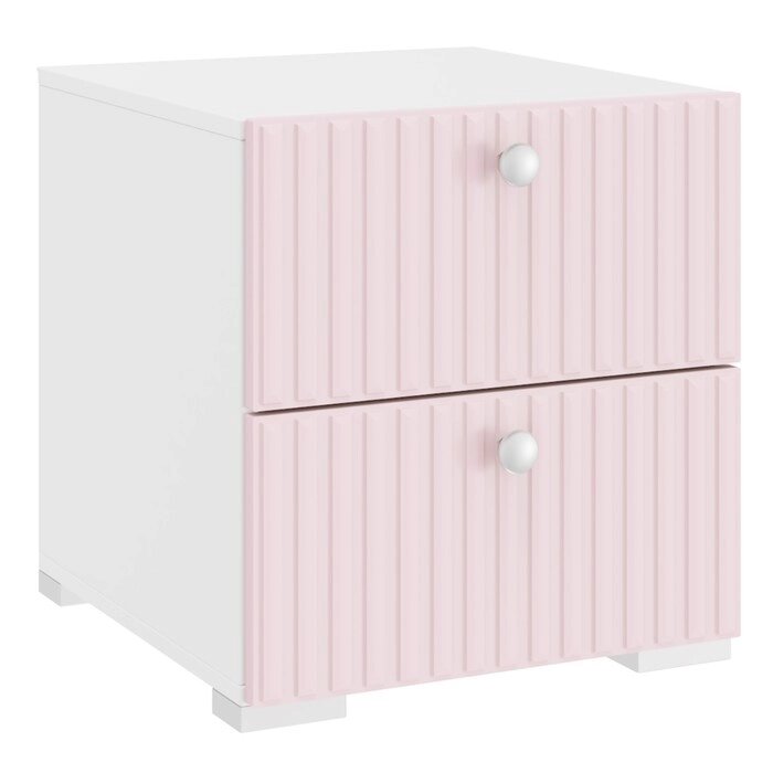 Тумба прикроватная "Алиса", 442465468 мм, цвет белый / розовый от компании Интернет-гипермаркет «MALL24» - фото 1