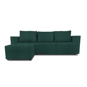Угловой диван "Алиса 3", бельевой ящик, еврокнижка, рогожка, цвет bahama plus emerald