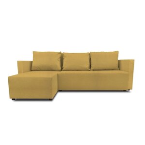 Угловой диван "Алиса 3", бельевой ящик, еврокнижка, рогожка, цвет bahama plus yellow